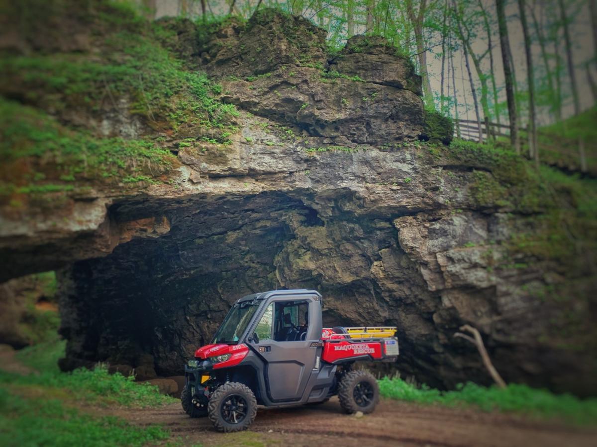 Fire UTV in front of the Maquoketa Caves