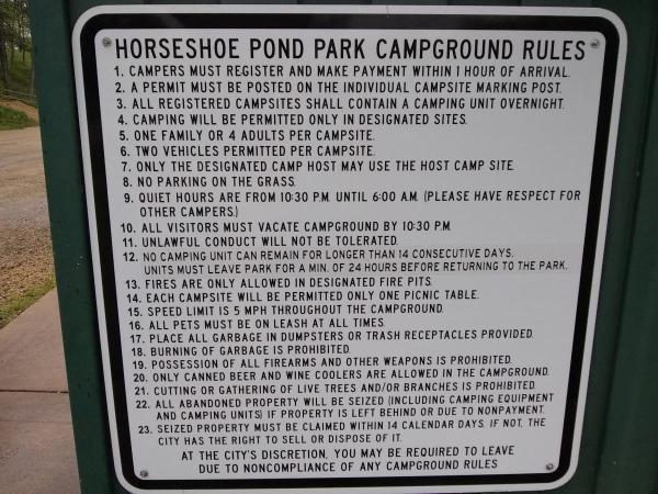 campground rule sign