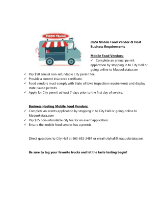 Mobile food vendor requirements
